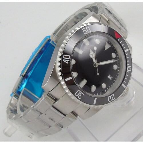 40mm Black Dial Automatic Movement Domed Glass Miyota Bracelet Strap Date Window Self Winding Mens Watch