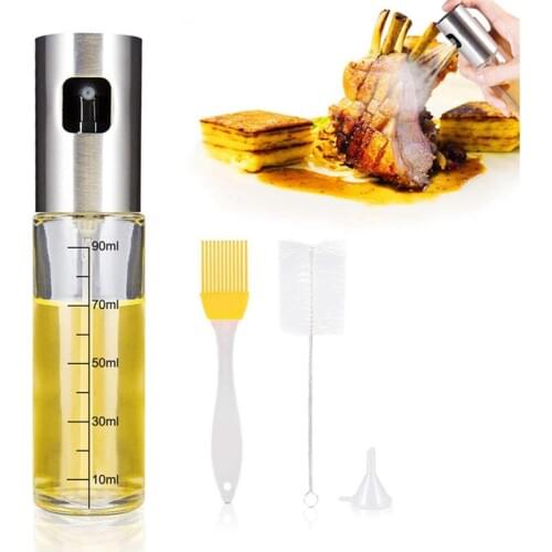 4 Pack Oil Sprayer Dispenser Set Oil Spray Bottle Oil Dispenser and Cleaning Brush for BBQ Salad Baking and Kitchen Cooking