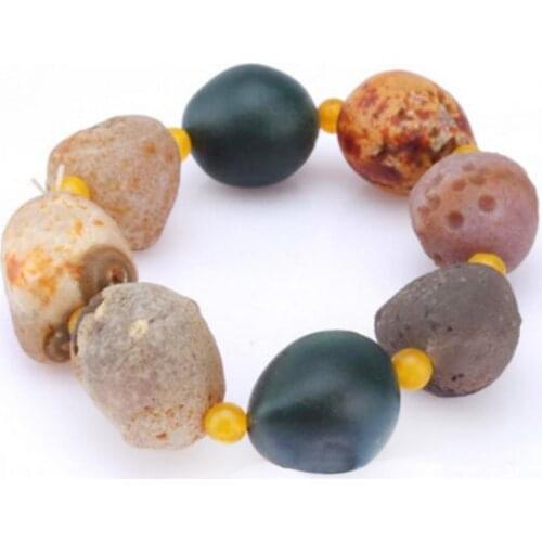 Natural Alashan Agate Bracelet Rough Colored Agate Quartz Crystal Bracelet Reiki Healing Crystal Stone Charm Jewelry Gift