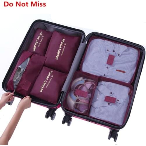 Do Not Miss 7pcs/set travel luggage organizer bag Waterproof women Clothing cosmetic arrange storage package Travel Accessories