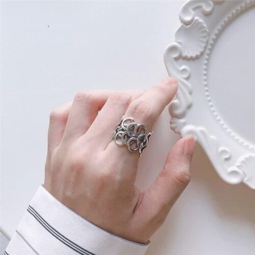 New Brand Gothic Silver Color Large Circle Rings For Women Bridal Antique Rings Rock Jewelry 2020