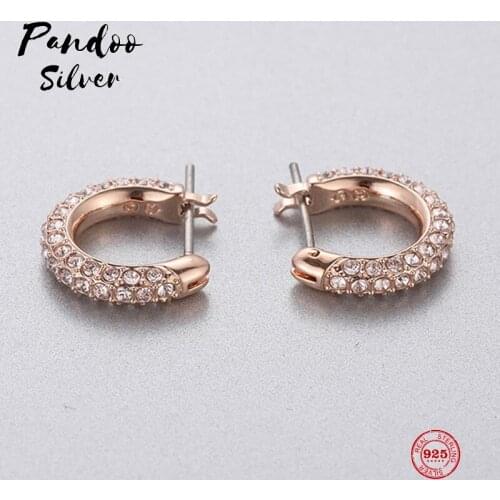 Pandoo Fashion Charm Sterling Silver Original 1:1 Engraving, Simple Ring Elegant Generous Earrings Women Luxury Jewelry Gift