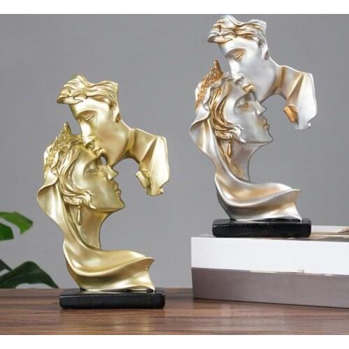 Resin Kiss Lovers Abstract Modern Statue Sculpture DIY Desktop Ornaments Sculpture Statues Home Decoration figuras decorativas