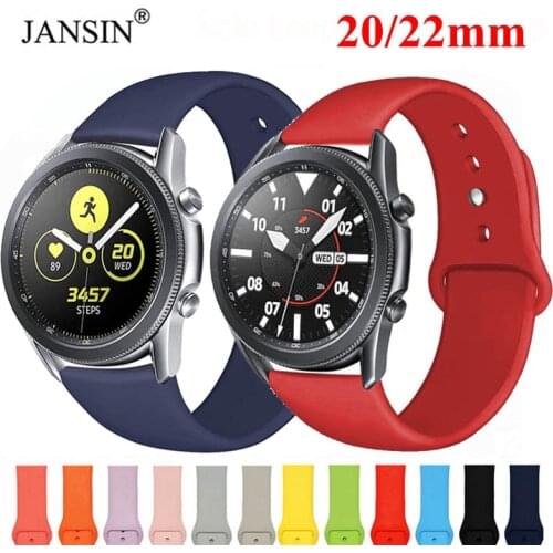 20mm/22mm Silicone Band For Samsung Galaxy Watch 3 S3 46mm 42mm Active 2 Strap Huawei Watch GT GT2 GT2E Amazfit Bip GTR GTS Band