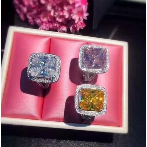 Luxury Pave setting Wholesale Jewelry 192 pcs Diamond 100% S925 Sterling Silver Wedding Simulated stones Band Ring set gift