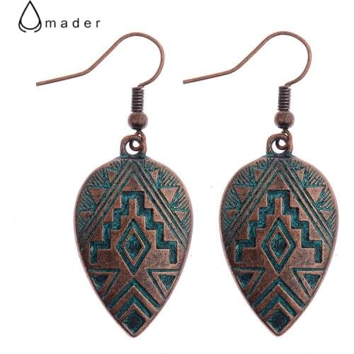 Vintage Style Drop Earrings For Women Geometric Bronze&Blue Color Earrings Female Ethinc Indian Jewelry HQE531