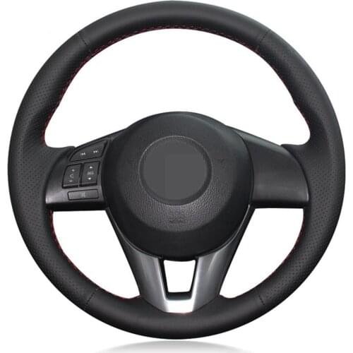 Car Steering Wheel Cover Hand-stitched Black Artificial Leather For Mazda 3 Axela Mazda 6 Atenza Mazda 2 CX-3 CX-5 Scion iA 2016