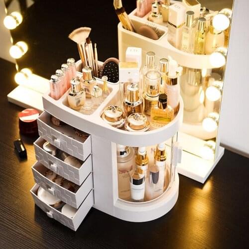 Dressing table makeup rack storage box 4 drawer transparent rotating lipstick storage box makeup brush jewelry box