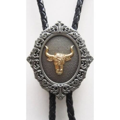 Jeanfriend Original Western Bull Bolo Tie Neck Tie Wedding Leather Necklace