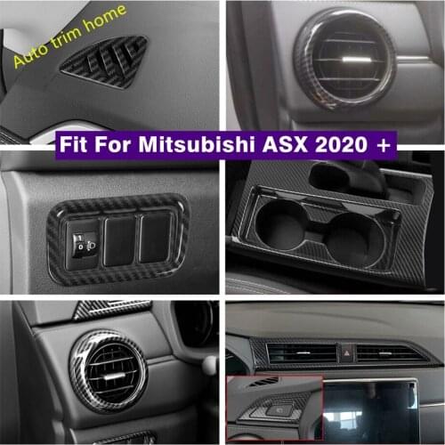 Carbon Fiber Look Interior For Mitsubishi ASX 2020 2021 Head Lights Button / Air AC Vent Outlet / Shift Gear Panel Cover Trim