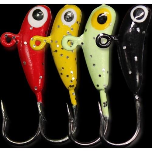 WALK FISH 4Pcs 23MM/1.7G Winter Ice Jig Mini Metal Bait Banana Shaped Sinking Lead Hook Fishing Lure Jigging Fishing Tackle