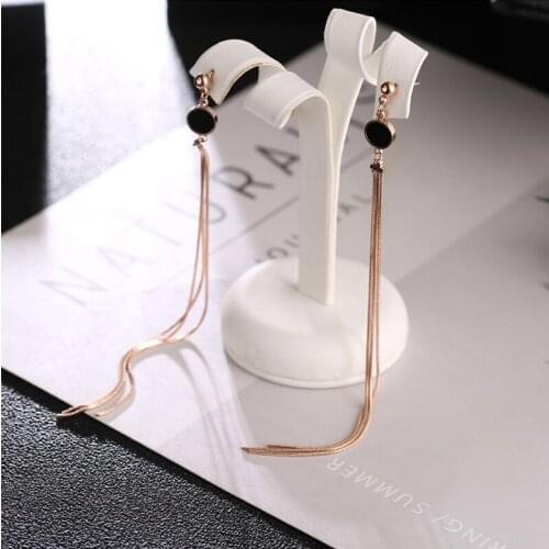 Stainless-Steel Jewelry High-Quality Rose with black Color earring for women