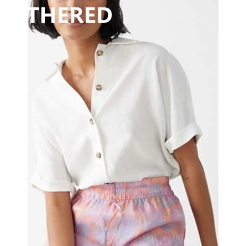 Jenny&Dave summer blouse women england style office lady fashion elegan cotton simple solid white blusas mujer de moda tops