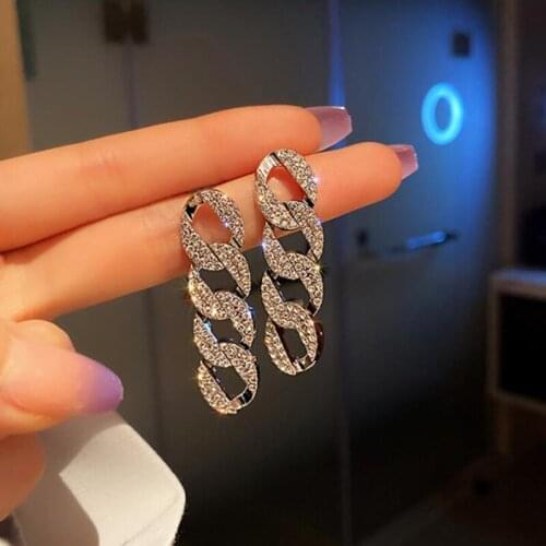 Fashion Punk Style Thick Link Chain Dangle Earrings For Women Brincos Zirconia Brinco Feminino Wholesale