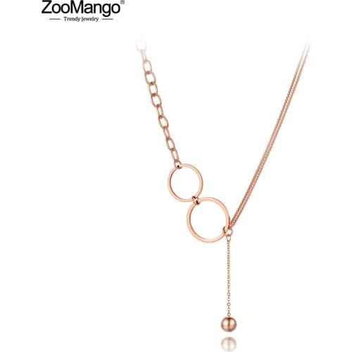ZooMango Original Design Stainless Steel Geometry Circle Choker Necklaces Jewelry Trendy Ball Pendant Necklace For Women ZN20025