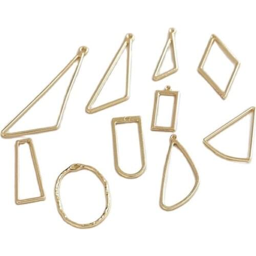 10pcs Women Gold Metal Pendants Charms DIY Earrings Necklace Bracelet Making Irregular Rectangle Jewelry Findings Accessories
