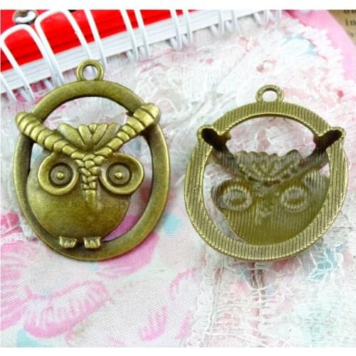 15pcs Antique Bronze Plated owl Charms Pendants for Jewelry Making DIY Handmade Craft 27.6*35.8MM