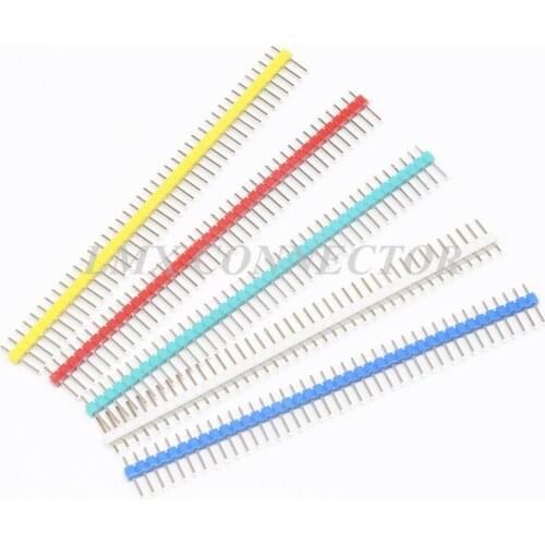 20PCS 2.54mm Color Pin Header Connector 1x40P Single Row Height 11.2mm Yellow/Red/Green/White/Blue