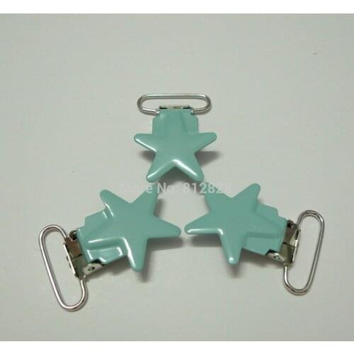 25pcs 1'' 25mm #MD34 Turquoise Color Enamel Star Suspender Clips