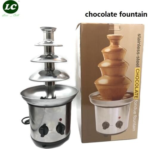 4 layer Chocolate Fondue Fountain Tower Maker Chocolate Runing Machine Festive Party Homy Use