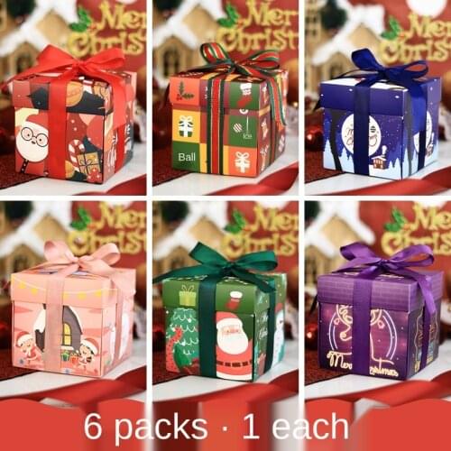 6pcs New Creative Explosion Apple Box Paper Box Christmas Packaging Box Gift for Apple candy Internal and external printing