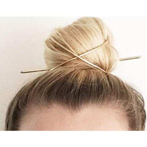 Hair Accessories X-Shape Hair Stick Bun Holder Cage Metal New Vintage Gold Women Fashion Hairpin