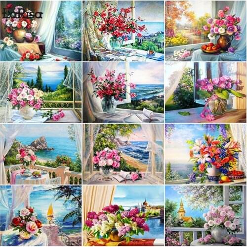 Nordic Landscape Diamond Painting Diamond Embroidery Flower Full Square Round Diamond Painting Diamond Mosaic Peony Crafts Gift