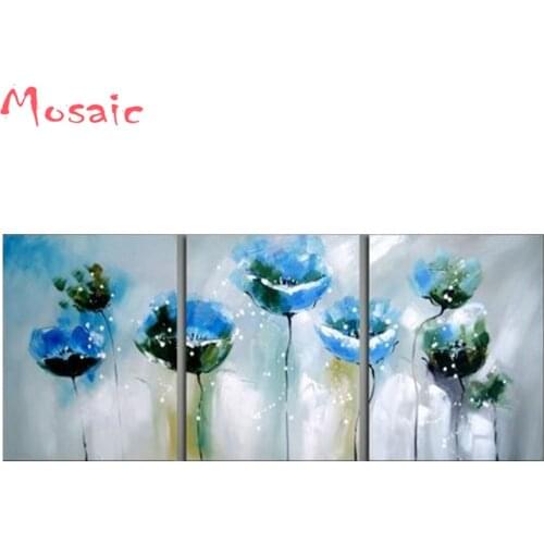 Diy 5D Diamond painting, Abstract Blue Flower Pattern Full Square Drill 3d Diamond Painting Diamond Embroidery home Decoration
