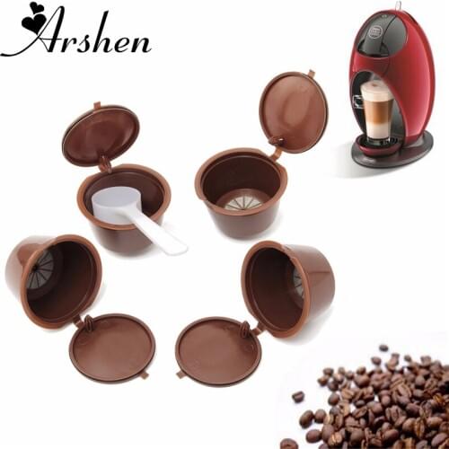 Arshen Dolce Gusto Coffee Capsule 4 Pcs/Set Plsatic Refillable Coffee Capsule 200 Times Reusable Compatible Nescafe Dolce Gusto
