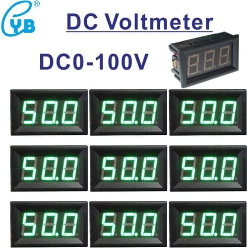 Free Shipping Wholesale 10pcs Three Wires Voltage Meter DC0-100V DC Voltmeter 0.56'' Red Blue Green LED Digital Volt Panel Meter