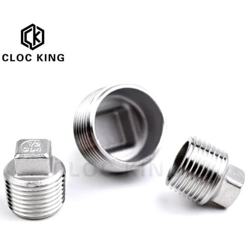 BSP 1/8" 1/4" 1/2" 3/4" 1" 1-1/2" 2" Male Thread 304 Stainless Steel Square Head Plug Pipe Countersunk Socket Fittings End Cap