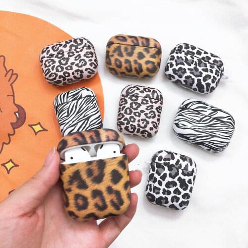 Case For AirPods 2 1 Pro Pink Leopard Zebra Pattern Earphone Cases Hard PC Headset Charging Box Cover Accessories for Air Pods 3
