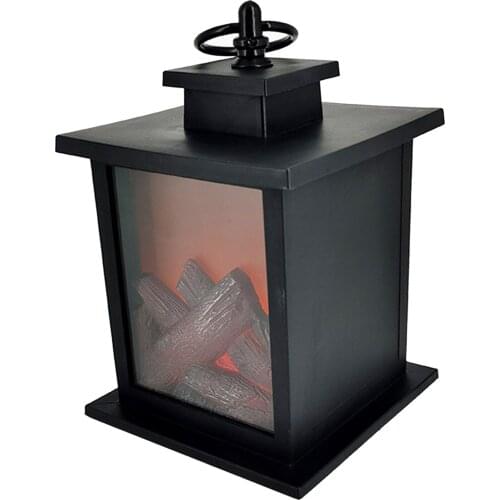 Battery Powered LED Fireplace Lantern Decorative Tabletop Lamp Room Lights