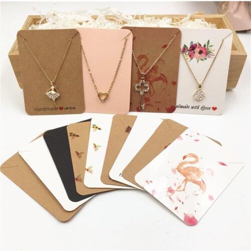 50 PCS 7.8x5.6cm Paper Jewelry Holder pendant Cards Label Necklacce Tags DIY Bracelet display Card Paper