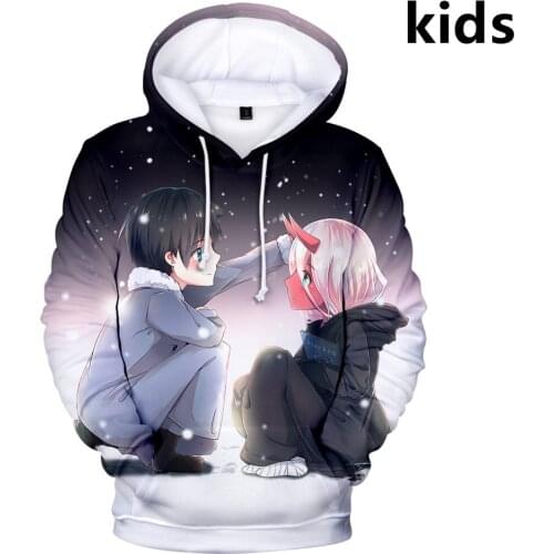 2 To 14 Years Kids Hoodies DARLING in the FRANXX 3d Hoodie Sweatshirt boys girls Anime Dear Frank Print Jacket Coat Teen Clothes