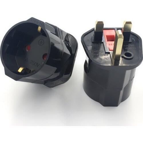 European 2 Pin to UK 3 Pin Plug Adaptor Euro EU Schuko Travel Mains Adapter