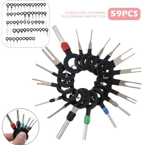 59pcs Car Auto Terminal Removal Tool Wire Plug Connector Extractor Puller Release Pin Hand-held Disassembly Accessories Parts