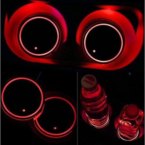 JXLCLYL 2pcs Car USB LED Cup Bottle Holder Bottom Pad Atmosphere Light Red