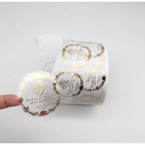 Custom logo barcode printing gold foil die cut self adhesive clear plastic transparent pvc sticker label ---PX8009