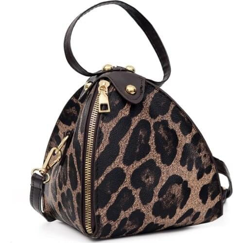 Fashionable Leopard Print Triangle Bag 2020 New Style Handbag Fashion Womens Single Shoulder Mini Bag