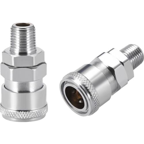 Uxcell Air Hose Coupler ,Pressure Accessories 1/4" G Male Nipple to 1/4" Female Socket Quick Connect Coupler Fittings 2pcs
