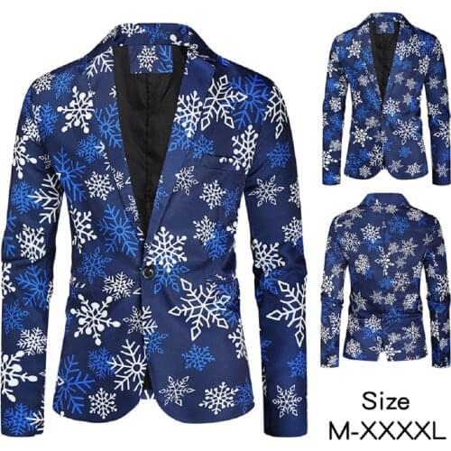 Blazer Men 2020 Autumn and Winter New Fashion Casual Men 3D Printed Slim Christmas Long-sleeved Mens Casual Suit