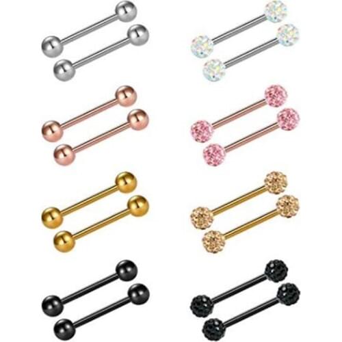 Vcmart Nipple Rings Tongue Ring Surgical Steel Nipplerings Piercing Women Barbells 14G 6 Pairs 1/2"-9/16"-5/8"-3/4"