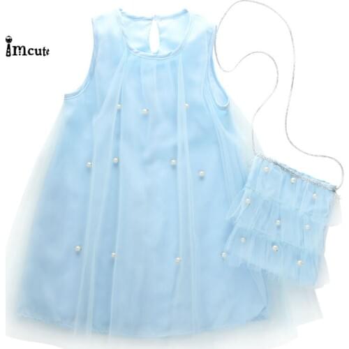 2019 New Hot Sale Latest Summer Fashion Cute Kid Baby Girls Princess Party Dress Pearl Tulle Dress Sundress
