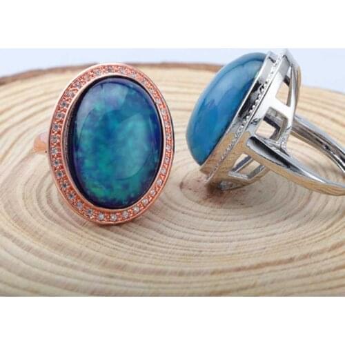 New Exaggeration S925 Rings With Luxury Oval Colorful Big Zircon Rose Golden Jewelry For Women Wedding Party Anniversary Gifts