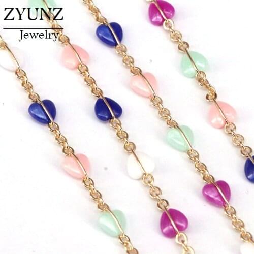 3 Meters, Assorted Stones Punk Choker Necklace Chain Link Chain Accessories Chunky Chains Fit for Jewelry Making DIY Supplies
