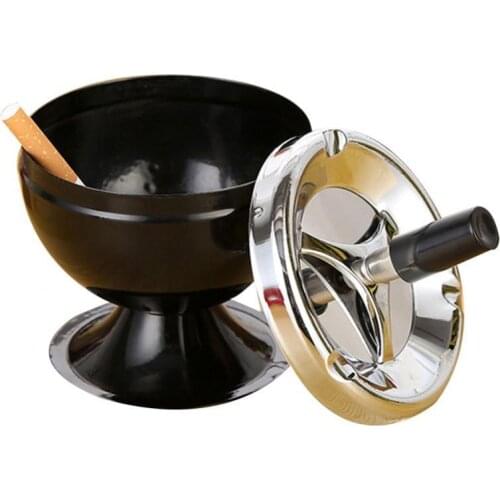 1 Pcs Ashtray Round Durable Protable Creative Stylish Home Office Metal Windproof Rotation Lid Ashtray Smoker Gift