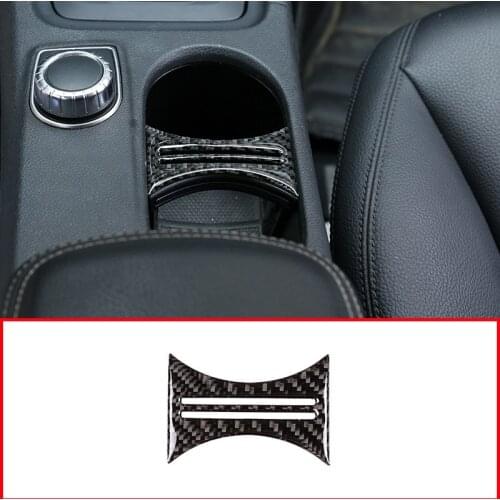 Real Carbon Fiber Car Interior Cup Holder Frame Trim For Mercedes Benz CLA GLA A W176 W177 C117 Accessories