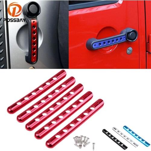 POSSBAY Door Handle Inserts Front Rear Aluminum Grab Handle Cover Trim for Jeep Wrangler 2007-2017 2 Door 4 Door Handle Pull