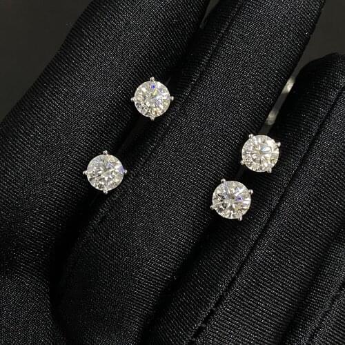 Mosangnai Real Gold 14K White Gold Fashion Stud Earring Women 1.0 Carat Brilliant Cut Moissanite Diamond Earring Jewelry